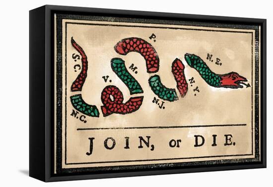 Join Or Die Cartoon, 1754-null-Framed Premier Image Canvas