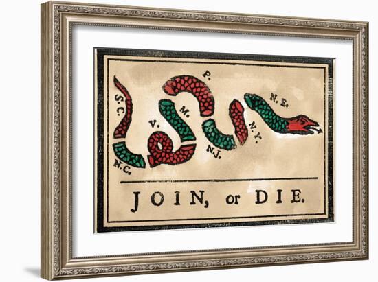 Join or Die Cartoon, 1754-null-Framed Giclee Print