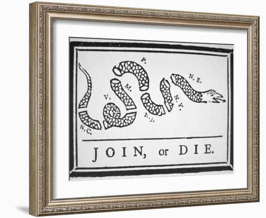 Join, or Die (Litho)-Benjamin Franklin-Framed Giclee Print