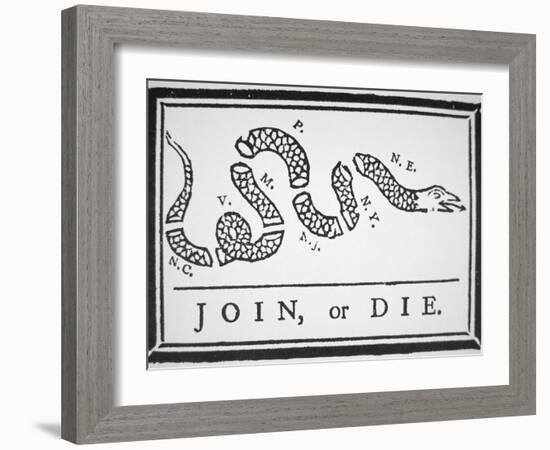 Join, or Die (Litho)-Benjamin Franklin-Framed Giclee Print