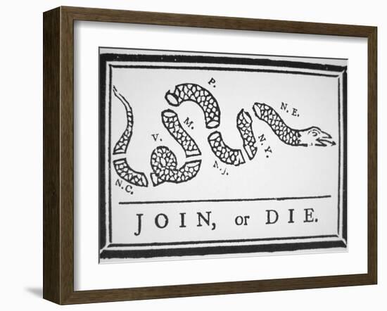 Join, or Die (Litho)-Benjamin Franklin-Framed Giclee Print