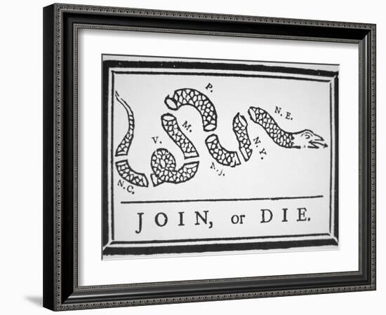 Join, or Die (Litho)-Benjamin Franklin-Framed Giclee Print