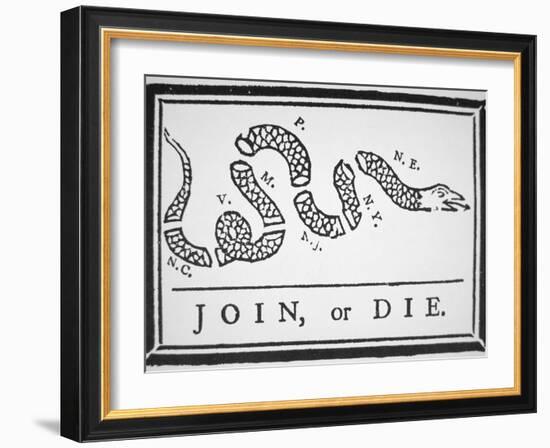 Join, or Die (Litho)-Benjamin Franklin-Framed Giclee Print