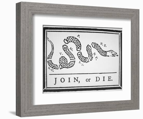 Join, or Die (Litho)-Benjamin Franklin-Framed Giclee Print