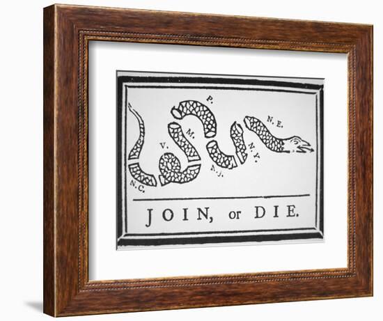 Join, or Die (Litho)-Benjamin Franklin-Framed Giclee Print