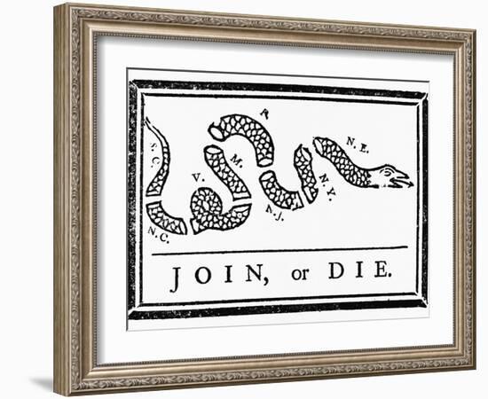 Join, or Die Political Cartoon-Benjamin Franklin-Framed Giclee Print