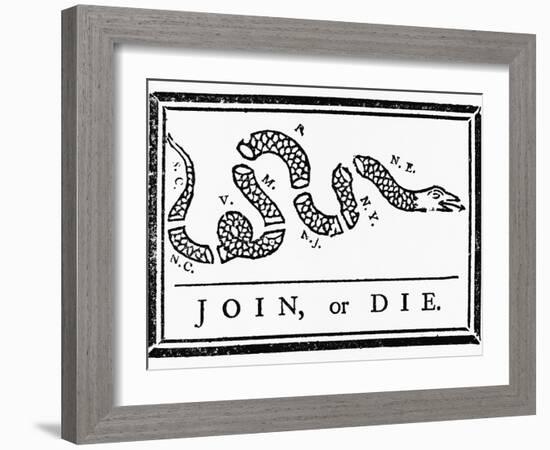 Join, or Die Political Cartoon-Benjamin Franklin-Framed Giclee Print