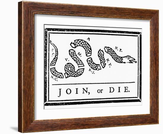 Join, or Die Political Cartoon-Benjamin Franklin-Framed Giclee Print