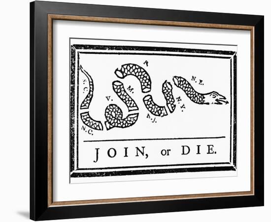 Join, or Die Political Cartoon-Benjamin Franklin-Framed Giclee Print