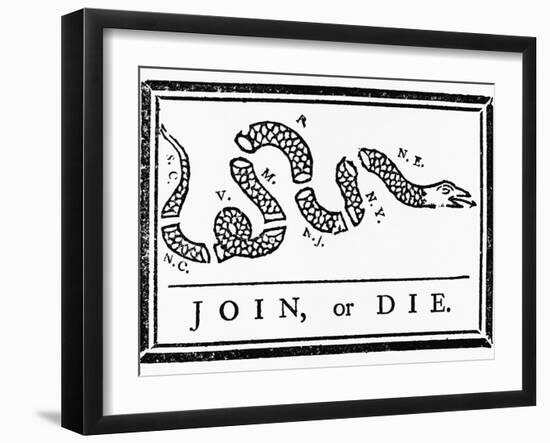 Join, or Die Political Cartoon-Benjamin Franklin-Framed Giclee Print