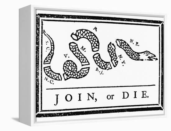 Join, or Die Political Cartoon-Benjamin Franklin-Framed Premier Image Canvas