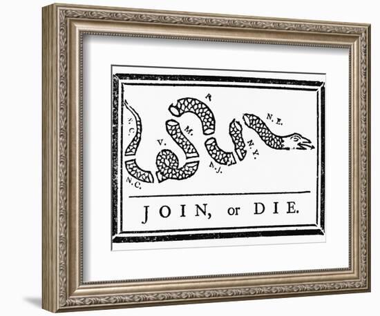 Join, or Die Political Cartoon-Benjamin Franklin-Framed Giclee Print