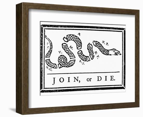 Join, or Die Political Cartoon-Benjamin Franklin-Framed Giclee Print