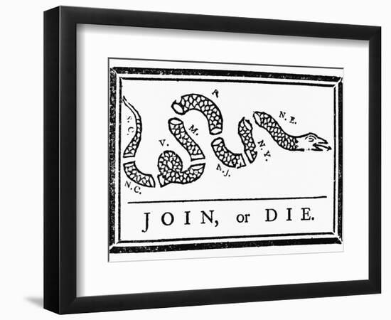 Join, or Die Political Cartoon-Benjamin Franklin-Framed Giclee Print