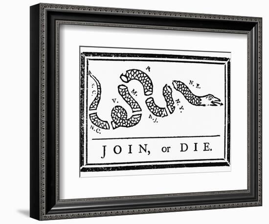 Join, or Die Political Cartoon-Benjamin Franklin-Framed Giclee Print