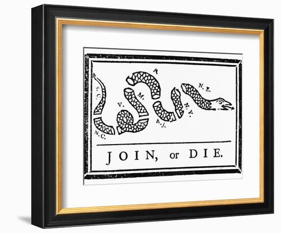 Join, or Die Political Cartoon-Benjamin Franklin-Framed Giclee Print