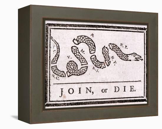 Join or Die Political Cartoon-Benjamin Franklin-Framed Premier Image Canvas