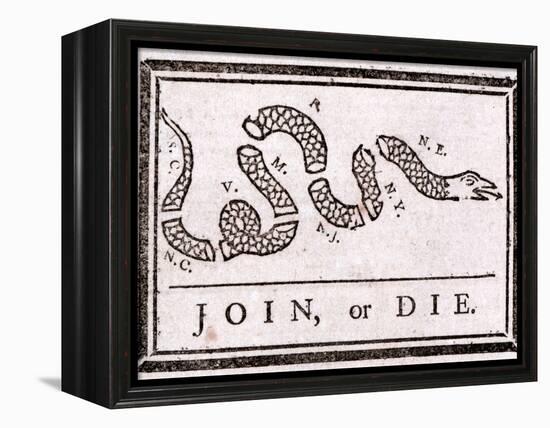 Join or Die Political Cartoon-Benjamin Franklin-Framed Premier Image Canvas