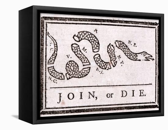 Join or Die Political Cartoon-Benjamin Franklin-Framed Premier Image Canvas