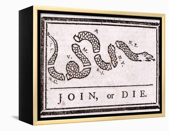 Join or Die Political Cartoon-Benjamin Franklin-Framed Premier Image Canvas
