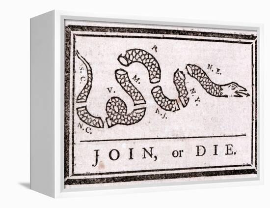 Join or Die Political Cartoon-Benjamin Franklin-Framed Premier Image Canvas