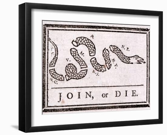 Join or Die Political Cartoon-Benjamin Franklin-Framed Giclee Print