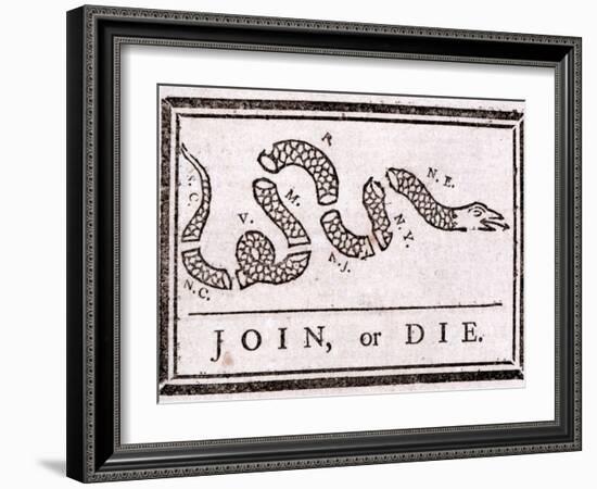 Join or Die Political Cartoon-Benjamin Franklin-Framed Giclee Print