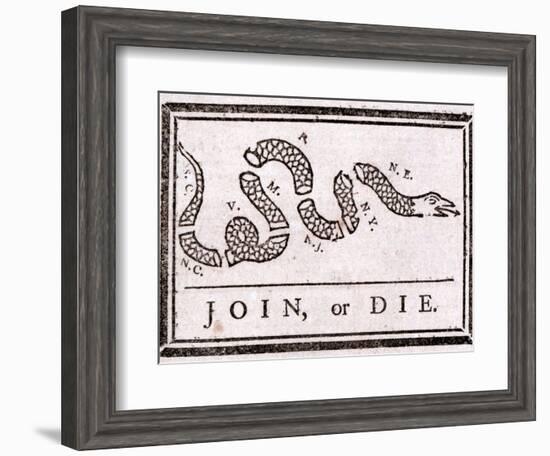 Join or Die Political Cartoon-Benjamin Franklin-Framed Giclee Print