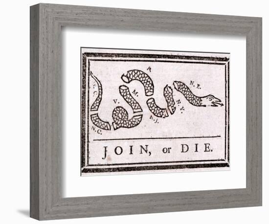 Join or Die Political Cartoon-Benjamin Franklin-Framed Giclee Print