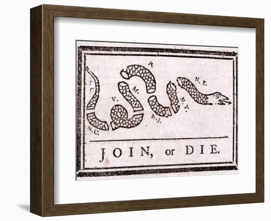 Join or Die Political Cartoon-Benjamin Franklin-Framed Giclee Print