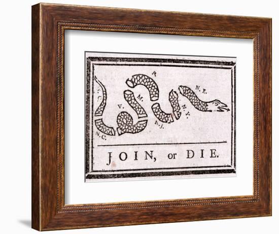 Join or Die Political Cartoon-Benjamin Franklin-Framed Giclee Print