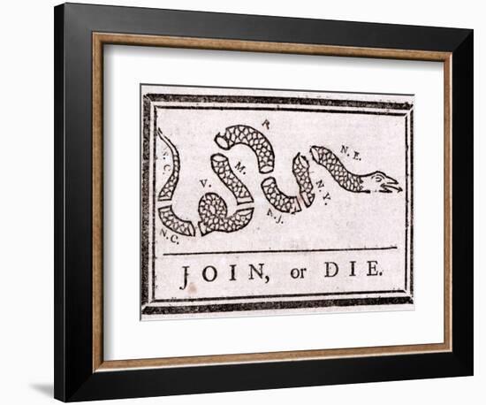 Join or Die Political Cartoon-Benjamin Franklin-Framed Giclee Print