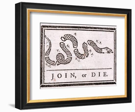 Join or Die Political Cartoon-Benjamin Franklin-Framed Giclee Print