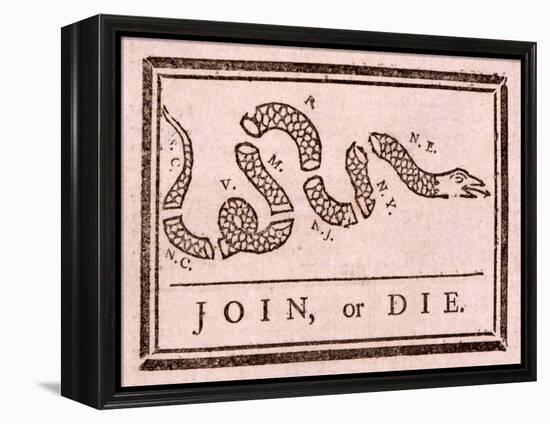 Join, or Die, Pub. 1754 (Woodcut)-Benjamin Franklin-Framed Premier Image Canvas