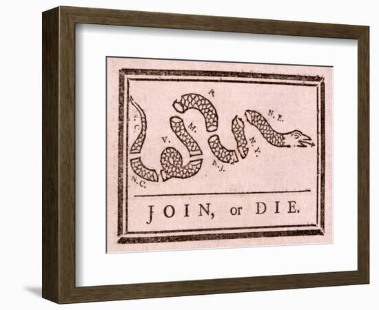 Join, or Die, Pub. 1754 (Woodcut)-Benjamin Franklin-Framed Giclee Print