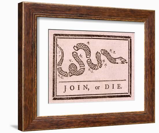 Join, or Die, Pub. 1754 (Woodcut)-Benjamin Franklin-Framed Giclee Print