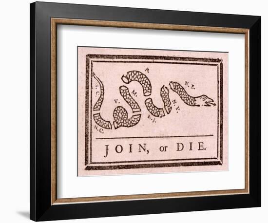 Join, or Die, Pub. 1754 (Woodcut)-Benjamin Franklin-Framed Giclee Print