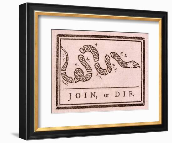 Join, or Die, Pub. 1754 (Woodcut)-Benjamin Franklin-Framed Giclee Print