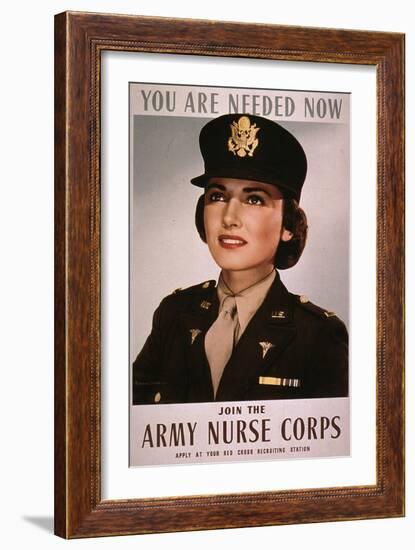 Join the Army Nurse Corps, 1943 Recruiting Poster For US Army Nurses-null-Framed Art Print