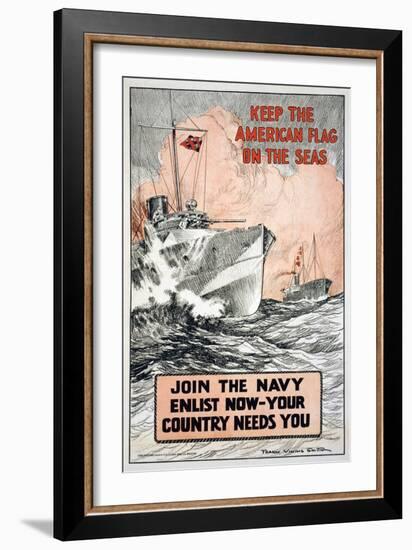 Join the Navy, Keep the American Flag on the Seas, c.1917-Frank Vining Smith-Framed Art Print