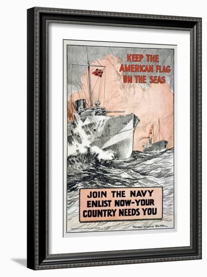 Join the Navy, Keep the American Flag on the Seas, c.1917-Frank Vining Smith-Framed Art Print