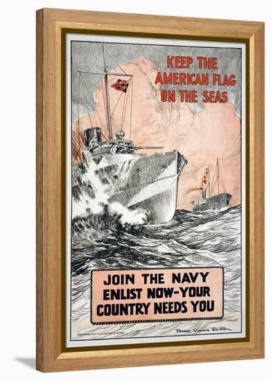 Join the Navy, Keep the American Flag on the Seas, c.1917-Frank Vining Smith-Framed Stretched Canvas