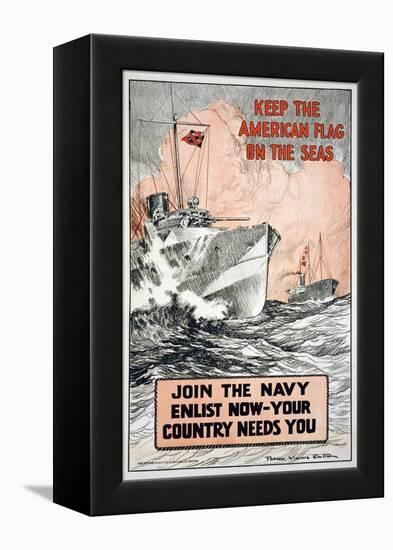 Join the Navy, Keep the American Flag on the Seas, c.1917-Frank Vining Smith-Framed Stretched Canvas