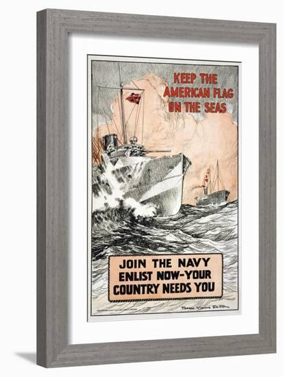 Join the Navy, Keep the American Flag on the Seas, c.1917-Frank Vining Smith-Framed Art Print