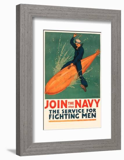 Join the Navy, the Service for Fighting Men-Vintage Reproduction-Framed Giclee Print