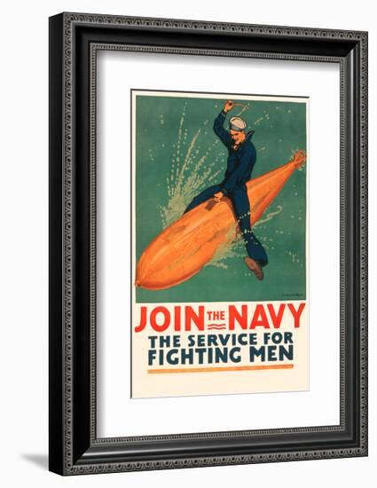 Join the Navy, the Service for Fighting Men-Vintage Reproduction-Framed Giclee Print