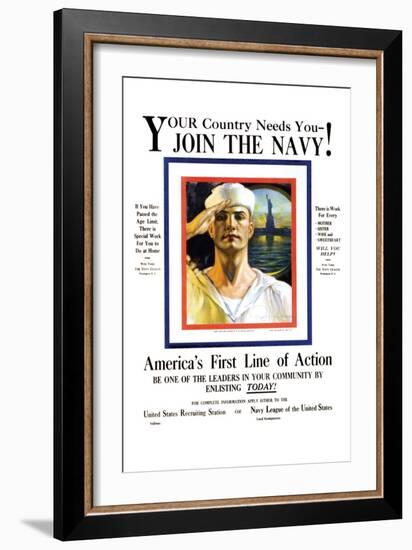 Join the Navy, Your country Needs You, c.1916-Rolf Armstrong-Framed Art Print