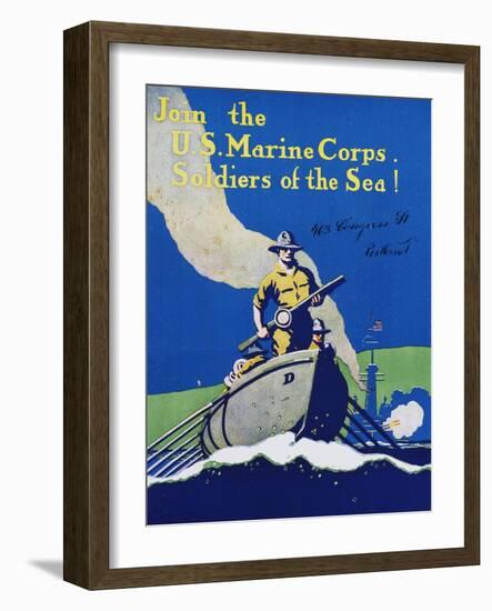 Join the U.S. Marine Corps. Recruiting Poster-null-Framed Giclee Print