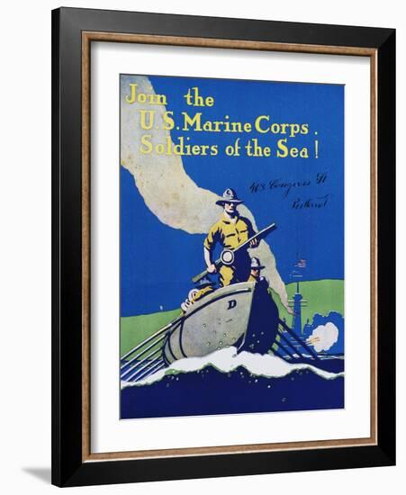 Join the U.S. Marine Corps. Recruiting Poster-null-Framed Giclee Print