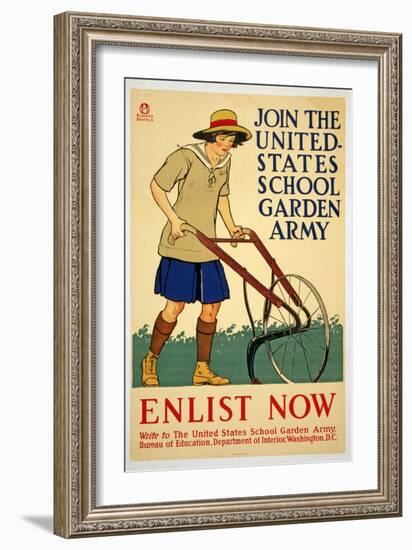 Join the United States School Garden Army - Enlist Now, 1918-Edward Penfield-Framed Giclee Print